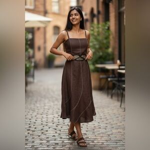 Shani Brown Linen Dress Size 10